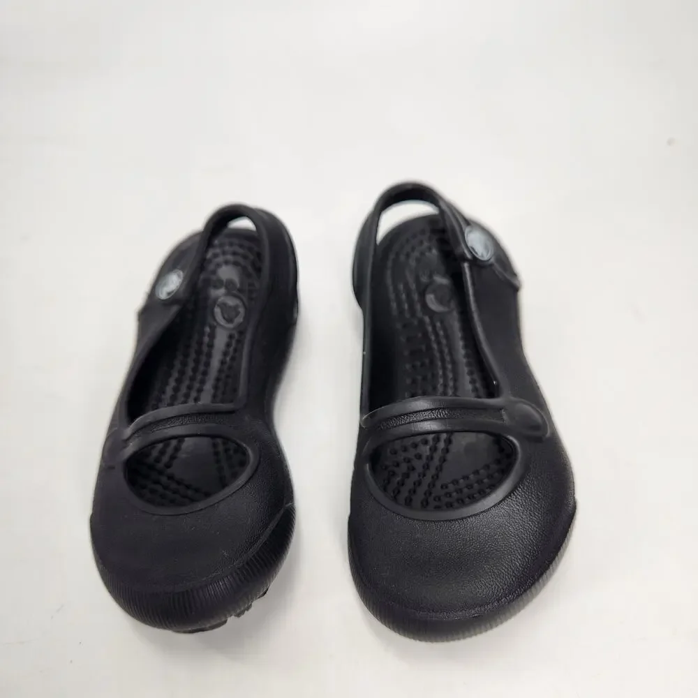 Crocs Baby Girl Size 4 Black Mary Jane Ballet Shoes